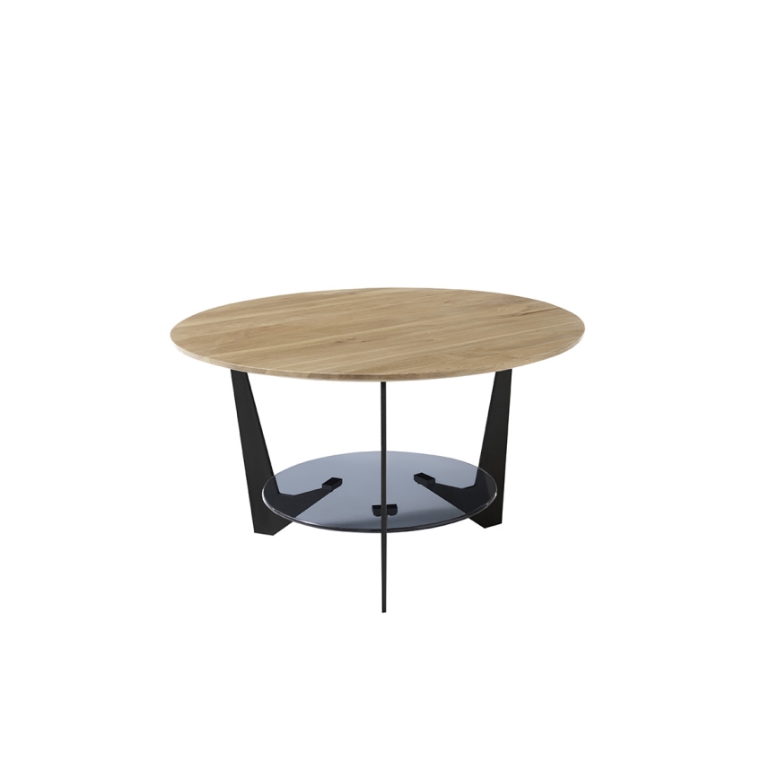 MARMO Coffee Table Ø 70 cm, Oak/Black