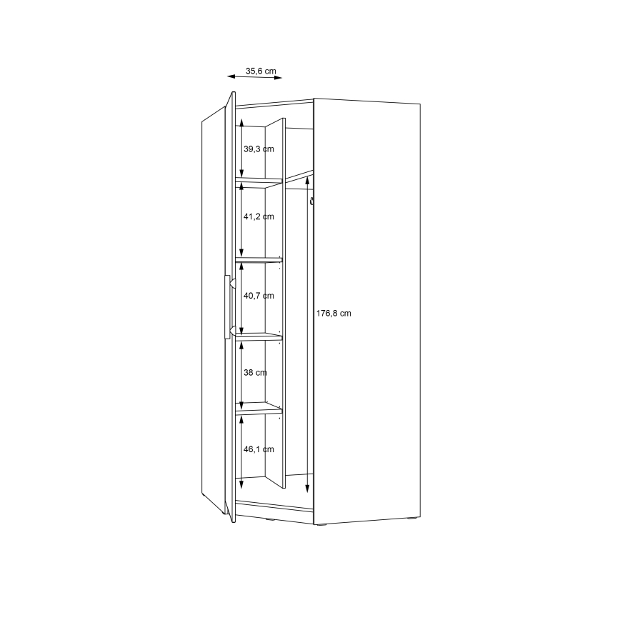 MARO Corner Wardrobe 94x213 cm, Artisan Oak