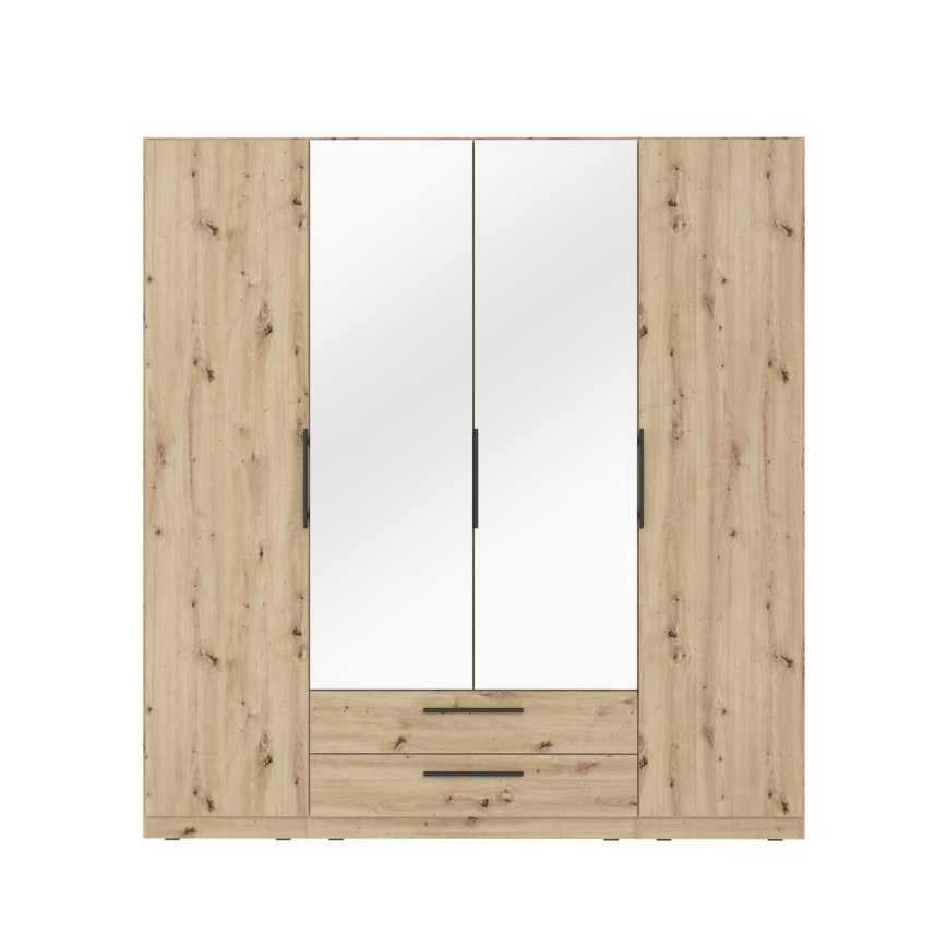MARO Mirrored Wardrobe 200 x 213 cm, Artisan Oak