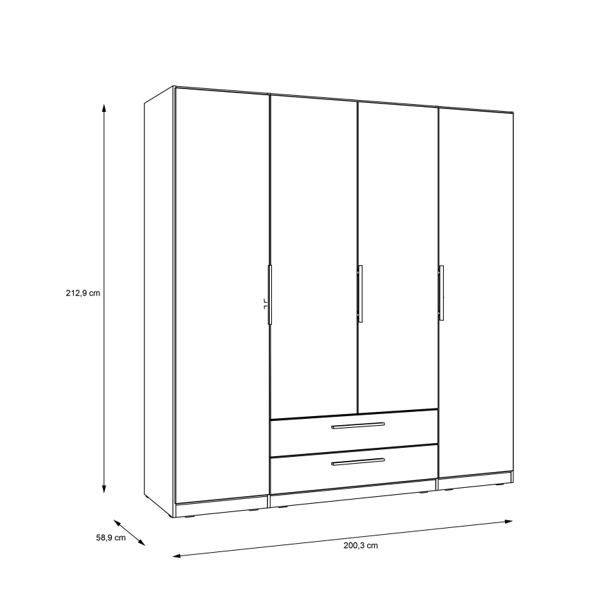 MARO Mirrored Wardrobe 200 x 213 cm, Artisan Oak