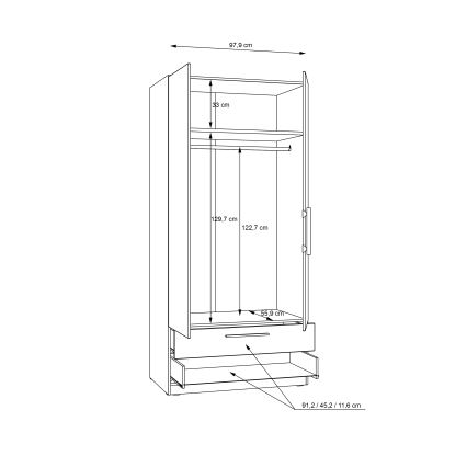 MARO Wardrobe 100x213 cm Artisan Oak