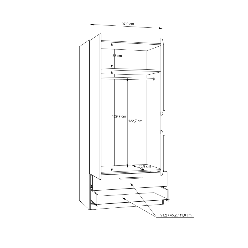 MARO Wardrobe 100x213 cm Artisan Oak