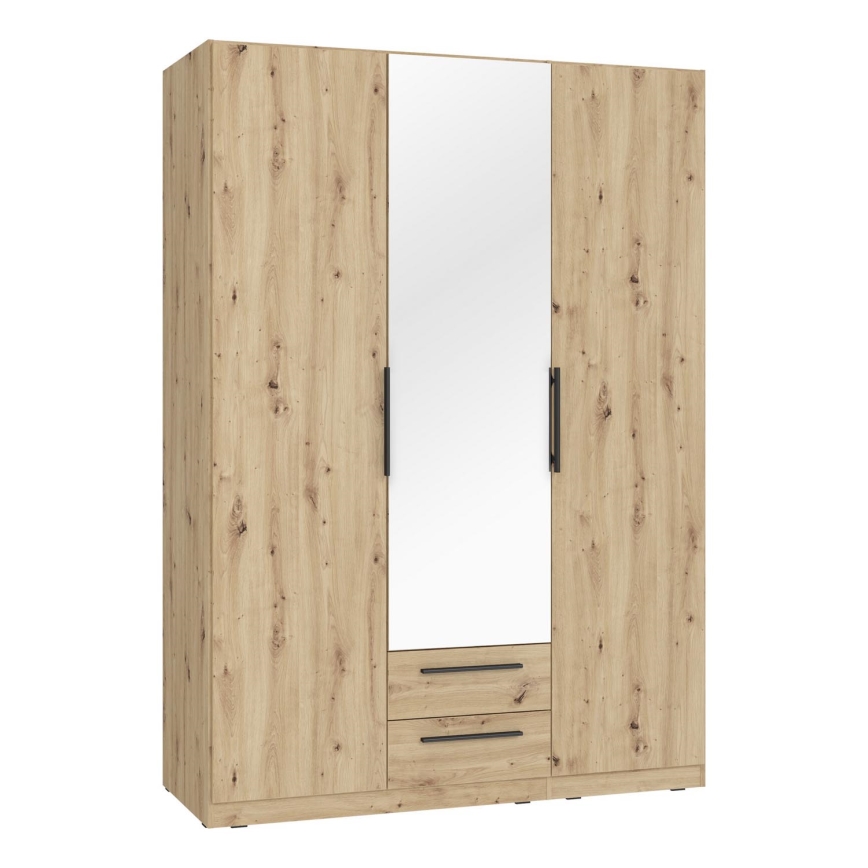 MARO Wardrobe with Mirror 150 x 213 cm, Artisan Oak