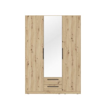MARO Wardrobe with Mirror 150 x 213 cm, Artisan Oak