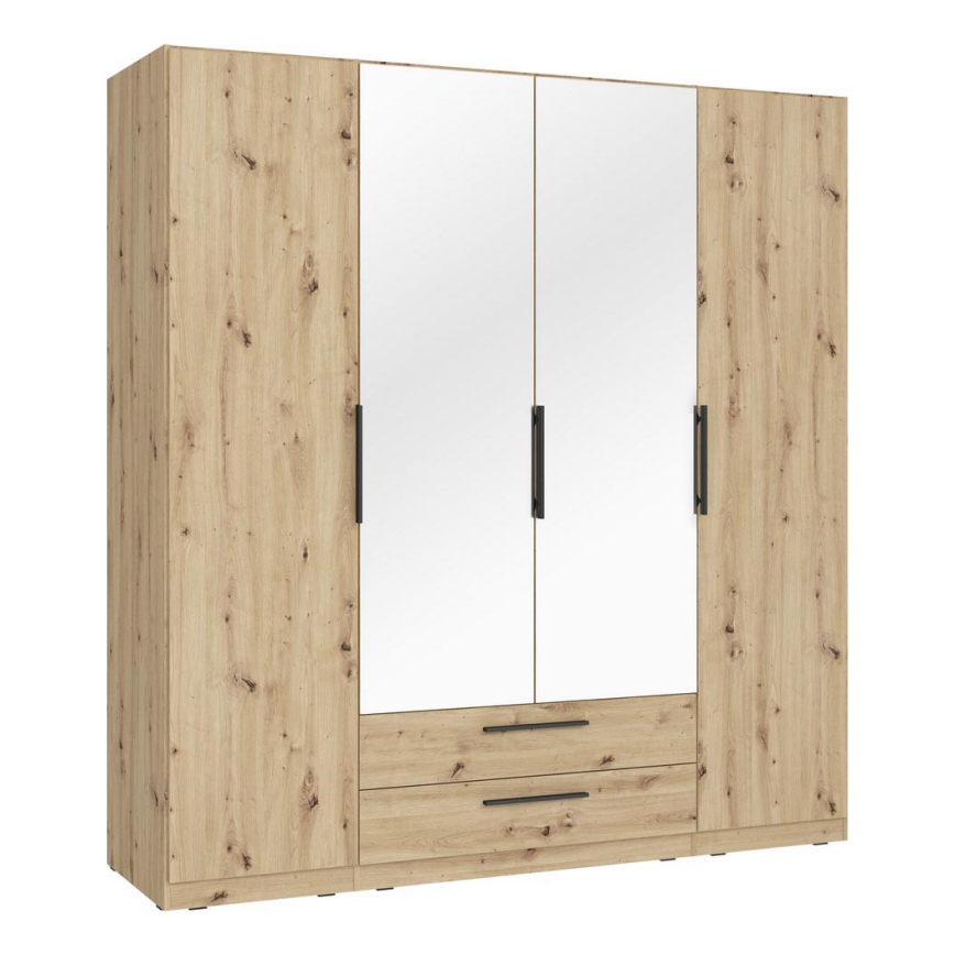 MARO wardrobe with mirror, 200x213 cm, Artisan Oak
