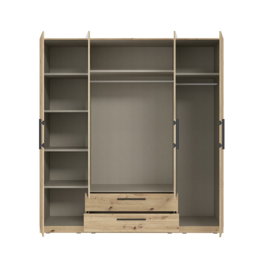 MARO wardrobe with mirror, 200x213 cm, Artisan Oak