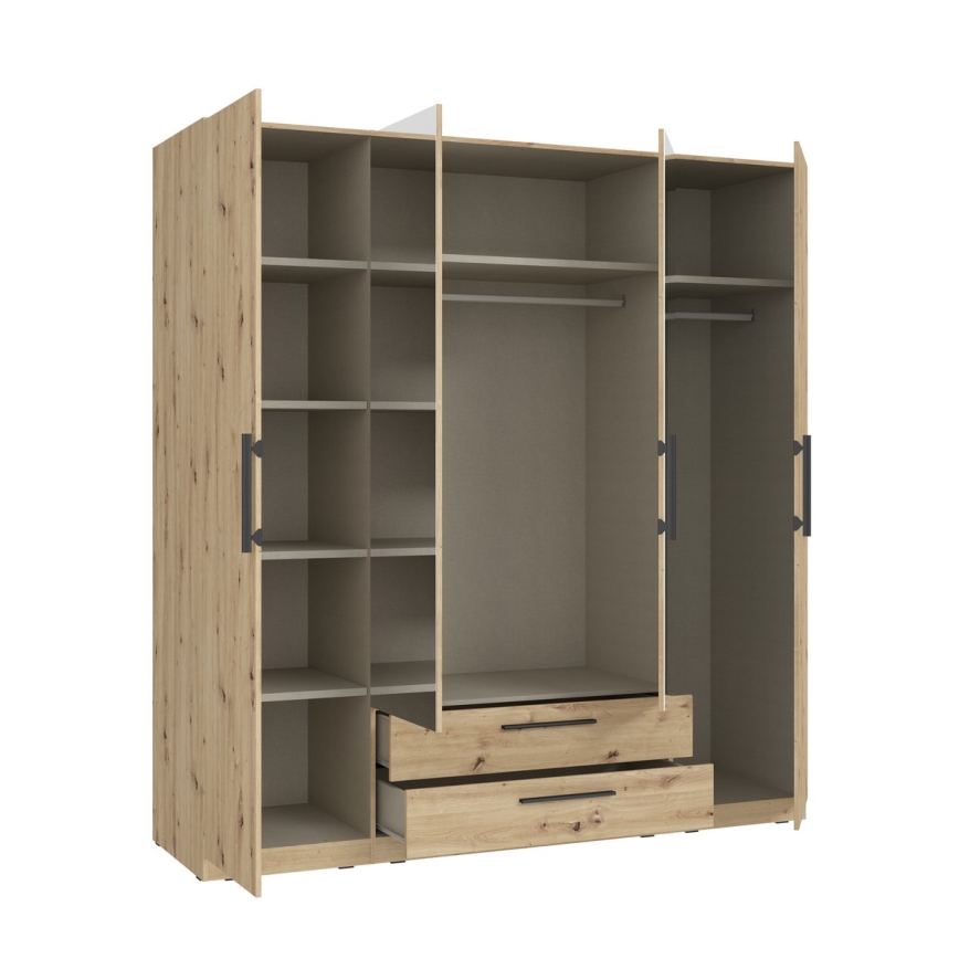 MARO wardrobe with mirror, 200x213 cm, Artisan Oak