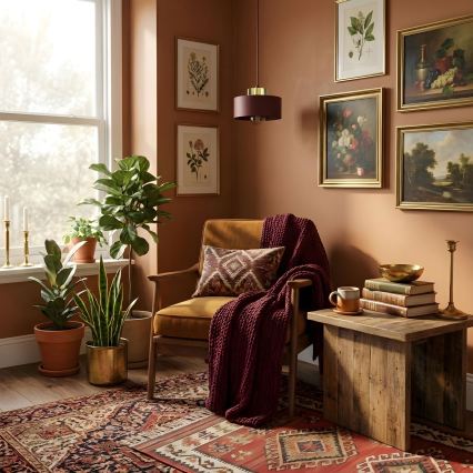 MARTI Cable Pendant 1xE27/15W/230V Burgundy/Gold