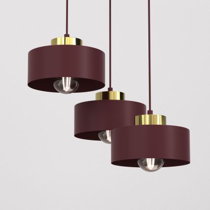 MARTI Cable Pendant, 3x E27/15W/230V, Burgundy/Gold