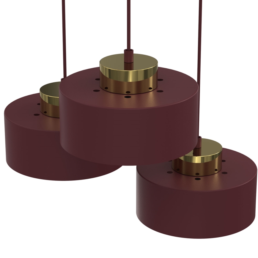 MARTI Cable Pendant, 3x E27/15W/230V, Burgundy/Gold
