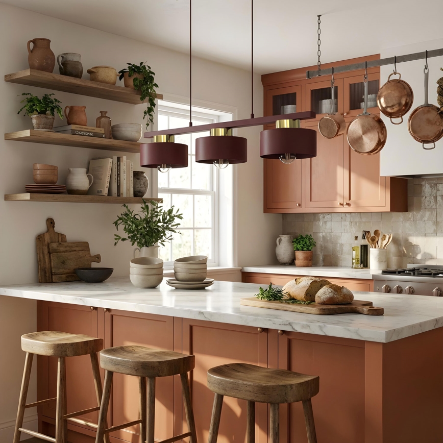 MARTI Cable Pendant Light 3xE27/15W/230V Burgundy/Gold