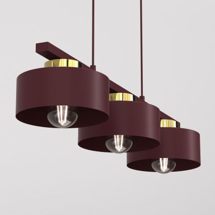 MARTI Cable Pendant Light 3xE27/15W/230V Burgundy/Gold