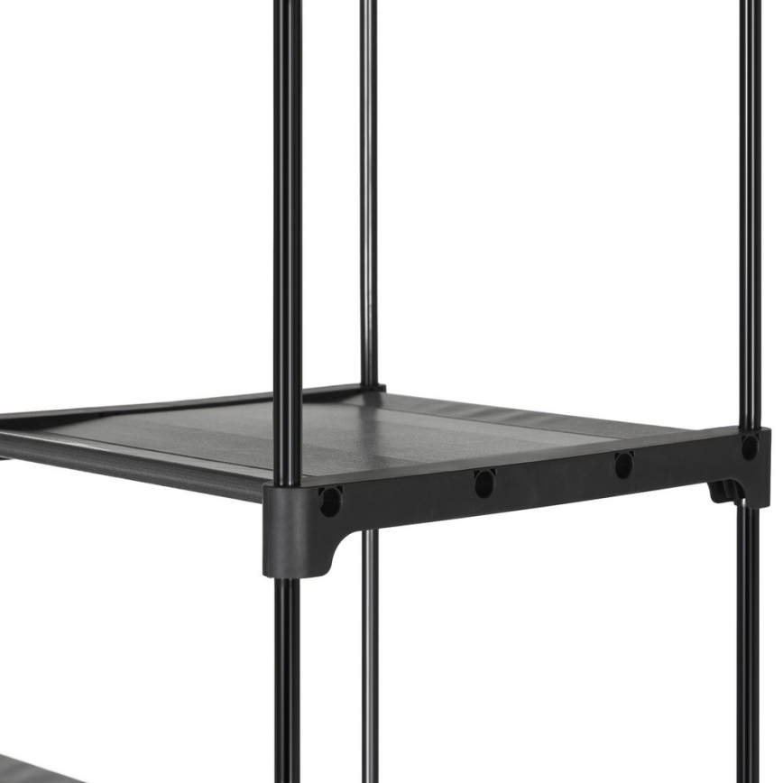 MATIS 140 x 174 cm Fabric Storage Wardrobe with Shelves and Clothes Rail, Black