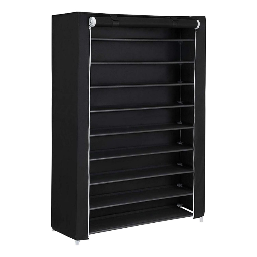 MATIS Fabric Storage Wardrobe with Shelves, 100 x 162 cm — Black