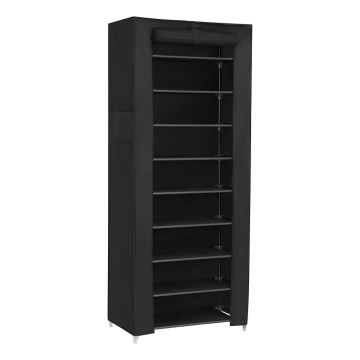 MATIS Fabric Storage Wardrobe with Shelves, 58x160 cm, Black