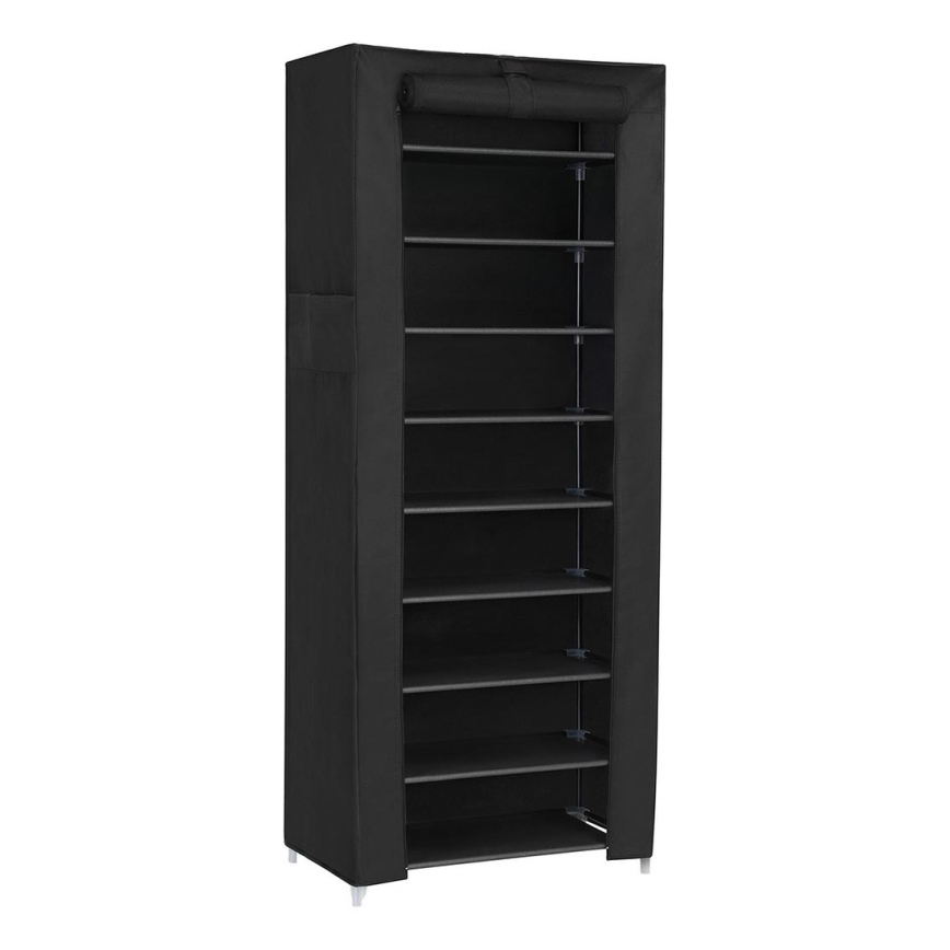 MATIS Fabric Storage Wardrobe with Shelves, 58x160 cm, Black