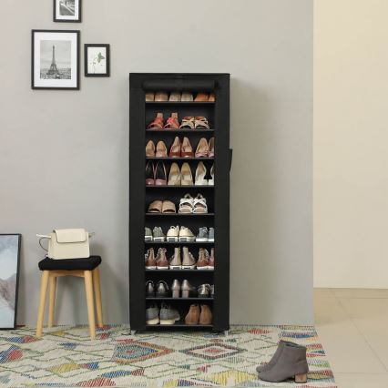 MATIS Fabric Storage Wardrobe with Shelves, 58x160 cm, Black
