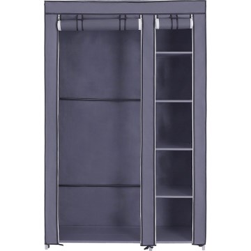 MATIS Fabric Storage Wardrobe with Shelves and Clothes Rail, 110 x 175 cm, Grey