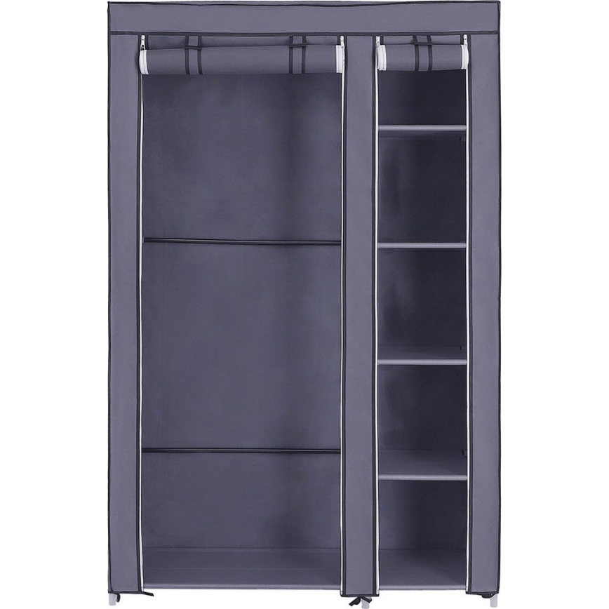 MATIS Fabric Storage Wardrobe with Shelves and Clothes Rail, 110 x 175 cm, Grey