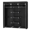 MATIS Fabric Storage Wardrobe with Shelves and Clothes Rail 150x175 cm Black