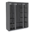 MATIS Fabric Storage Wardrobe with Shelves and Clothes Rail 150x175 cm, Grey
