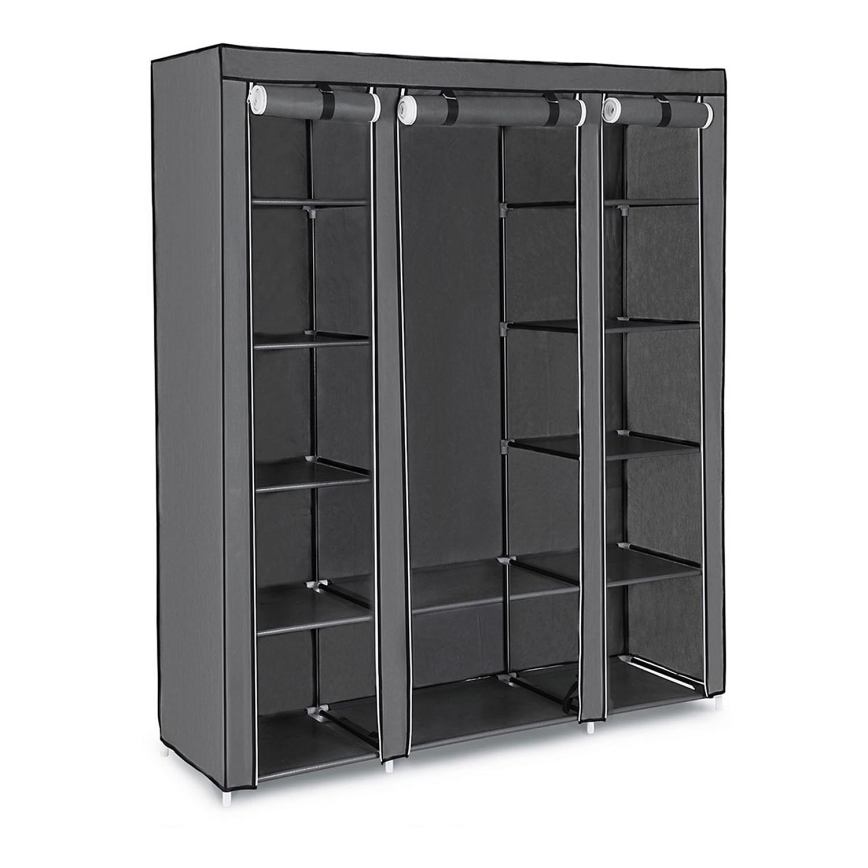 MATIS Fabric Storage Wardrobe with Shelves and Clothes Rail 150x175 cm, Grey