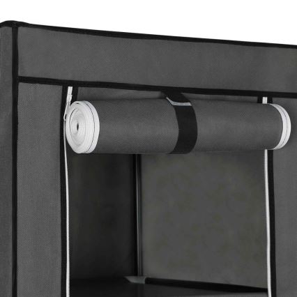 MATIS Fabric Storage Wardrobe with Shelves and Clothes Rail 150x175 cm, Grey