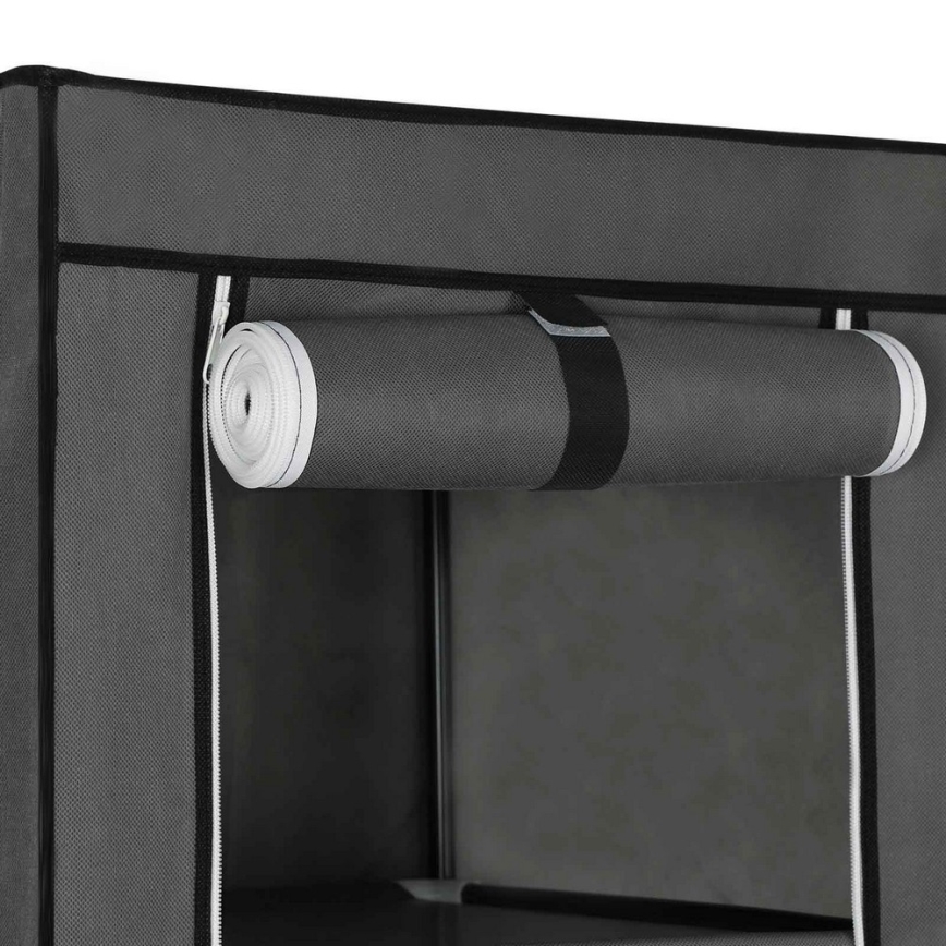 MATIS Fabric Storage Wardrobe with Shelves and Clothes Rail 150x175 cm, Grey