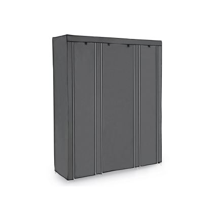 MATIS Fabric Storage Wardrobe with Shelves and Clothes Rail 150x175 cm, Grey