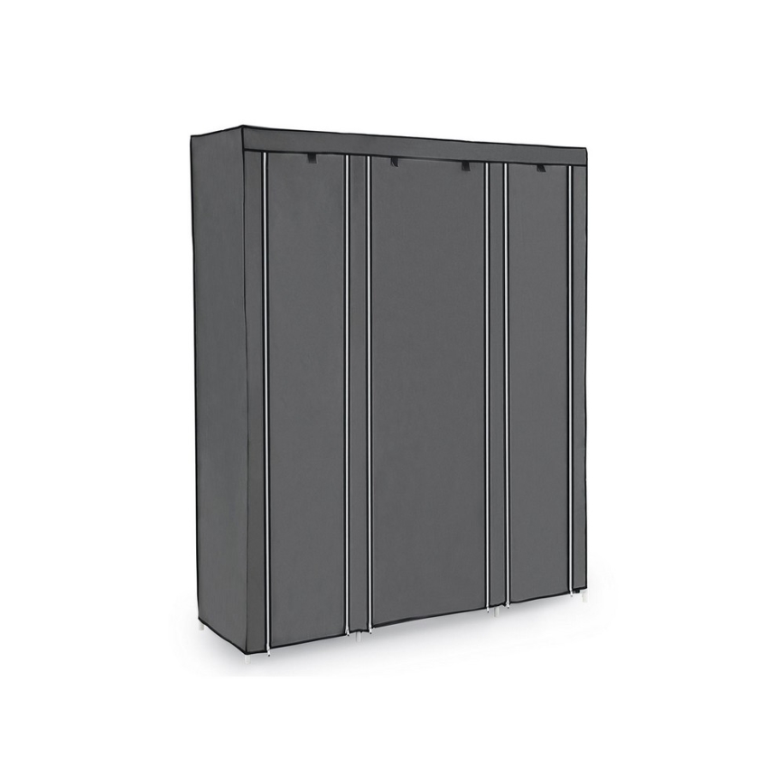 MATIS Fabric Storage Wardrobe with Shelves and Clothes Rail 150x175 cm, Grey