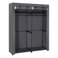 MATIS Fabric Storage Wardrobe with Shelves and Hanging Rail 140x174 cm Gray