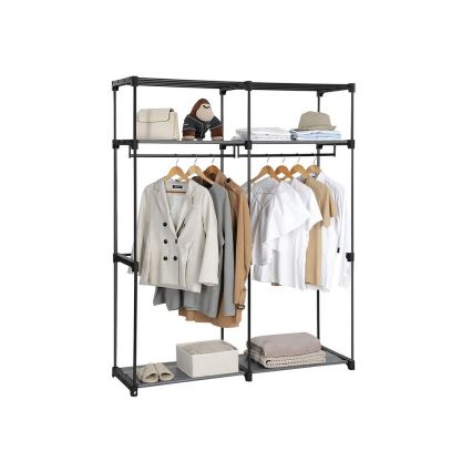MATIS Fabric Storage Wardrobe with Shelves and Hanging Rail 140x174 cm Gray