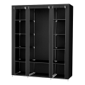 MATIS Fabric Storage Wardrobe with Shelves and Hanging Rail, 150 x 175 x 45 cm, Black