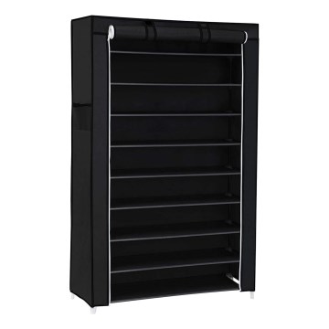 MATIS Fabric Wardrobe with Shelves, 88 x 160 cm, Black