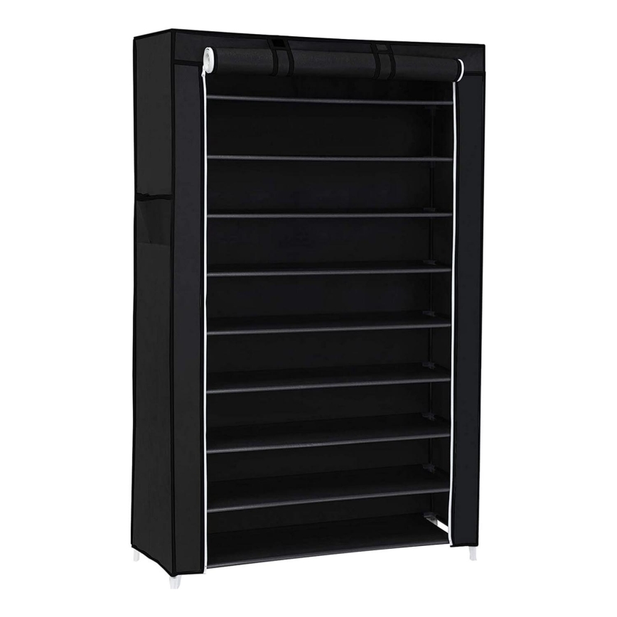 MATIS Fabric Wardrobe with Shelves, 88 x 160 cm, Black