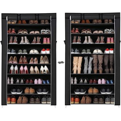 MATIS Fabric Wardrobe with Shelves, 88 x 160 cm, Black