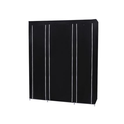 MATIS fabric wardrobe with shelves and clothes rail, 150 x 175 cm, black