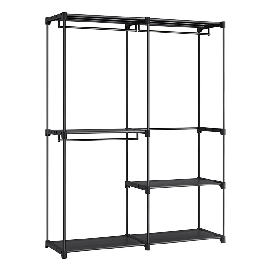 MATIS Storage Wardrobe with Shelves and Clothes Rail, 138x182 cm, Black