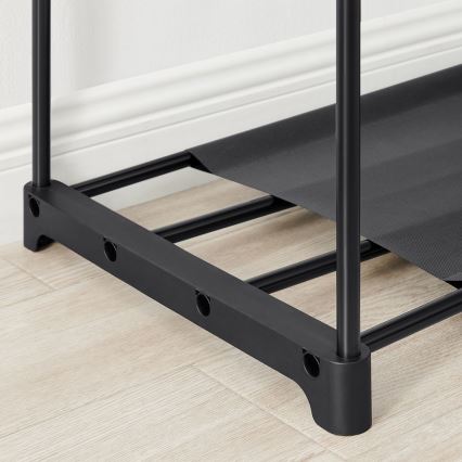 MATIS Storage Wardrobe with Shelves and Clothes Rail, 138x182 cm, Black