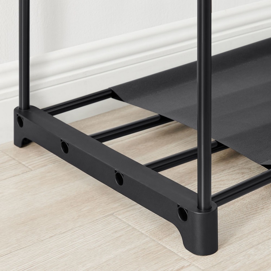 MATIS Storage Wardrobe with Shelves and Clothes Rail, 138x182 cm, Black
