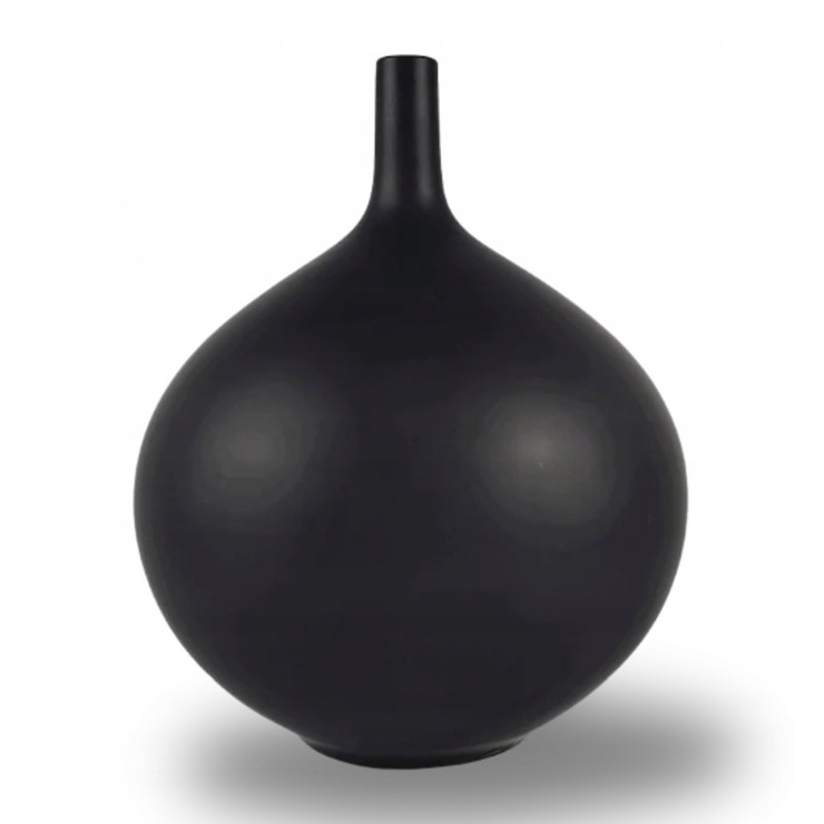 Matte Black Ceramic Vase, 24 cm