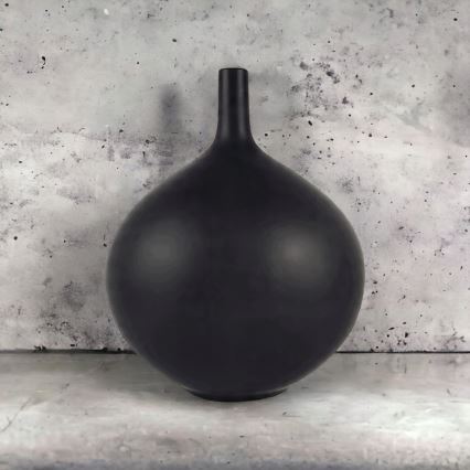 Matte Black Ceramic Vase, 24 cm
