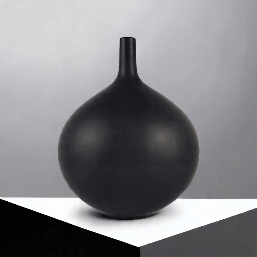 Matte Black Ceramic Vase, 24 cm