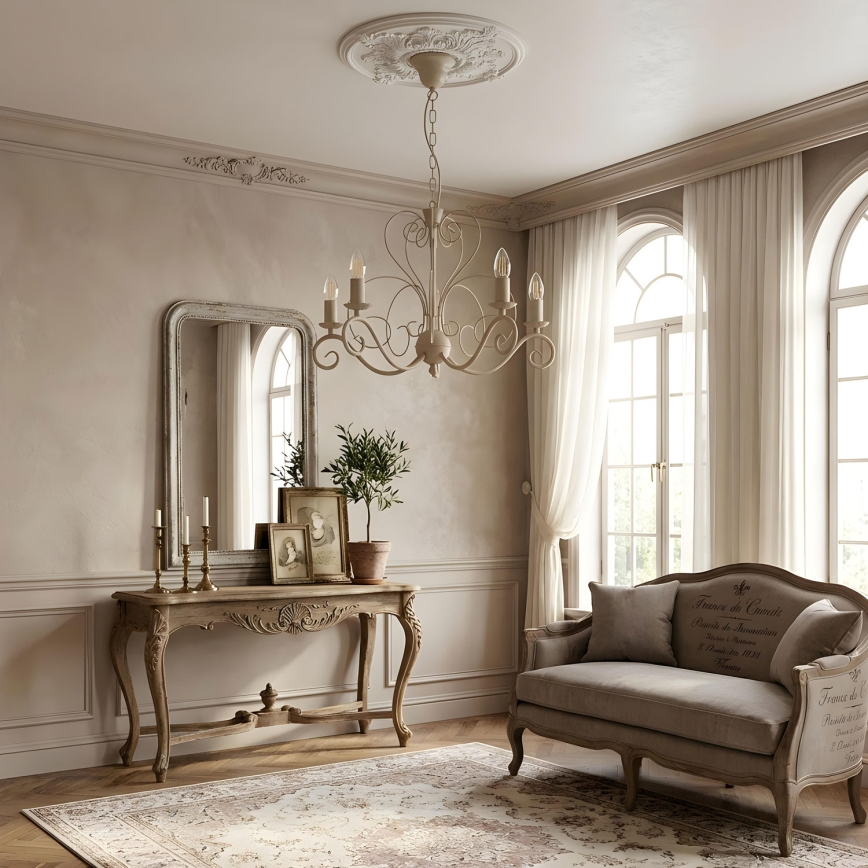 MAURO Chain-Hung Chandelier 5xE14/15W/230V, Beige