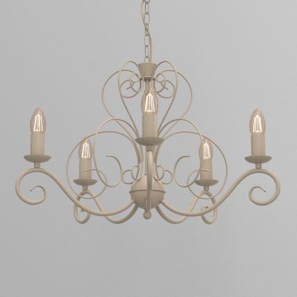 MAURO Chain-Hung Chandelier 5xE14/15W/230V, Beige