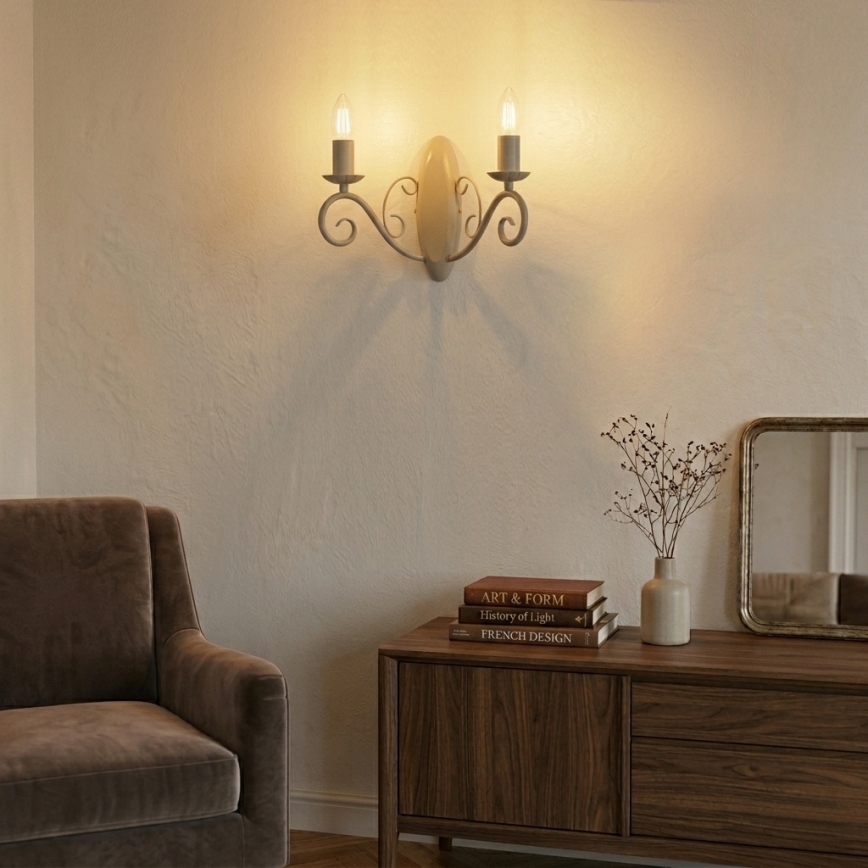 MAURO Wall Lamp 2xE14/15W/230V, Beige
