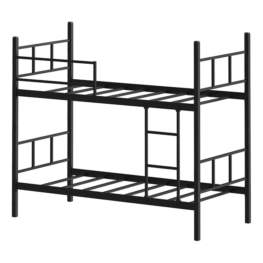 MAVEN Metal Bunk Bed 90x200 cm, Black, Load Capacity 2x100 kg