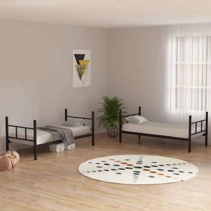 MAVEN Metal Bunk Bed 90x200 cm, Black, Load Capacity 2x100 kg