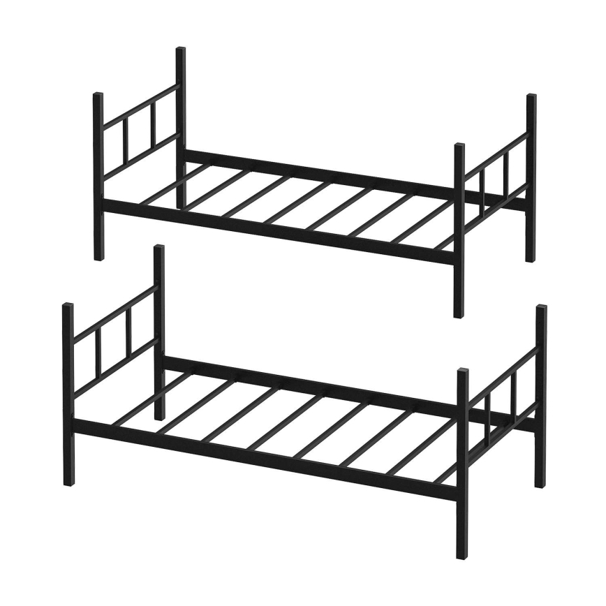 MAVEN Metal Bunk Bed 90x200 cm, Black, Load Capacity 2x100 kg