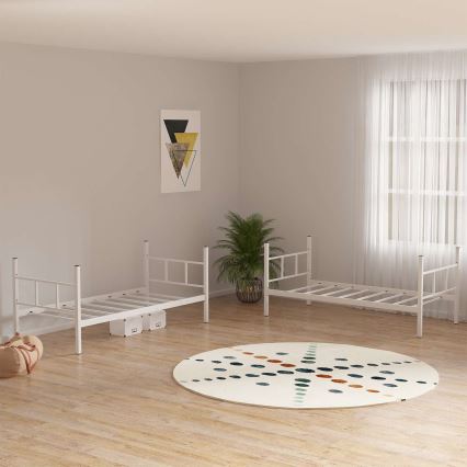 MAVEN Metal Bunk Bed 90x200 cm, White — Weight Capacity 2 x 100 kg
